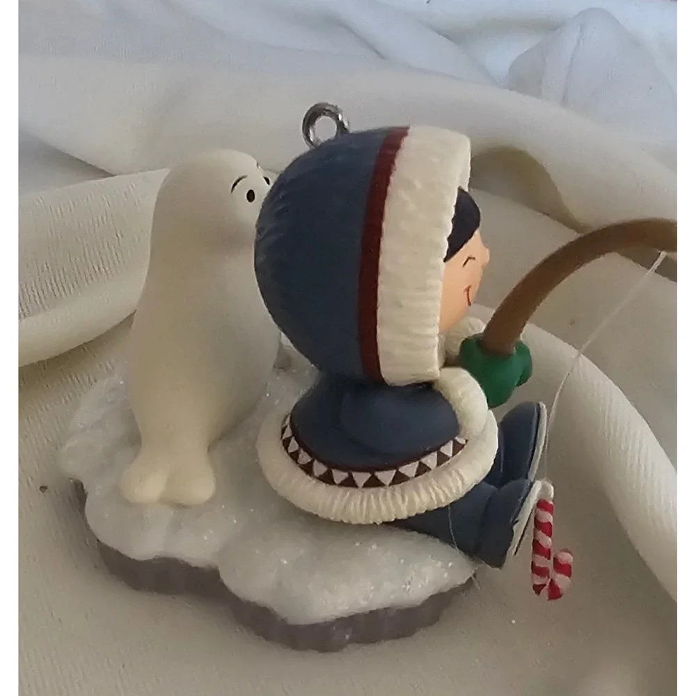Hallmark Keepsake 2010 Ice Fishing Boy and Seal Christmas Ornament Dated Bucket